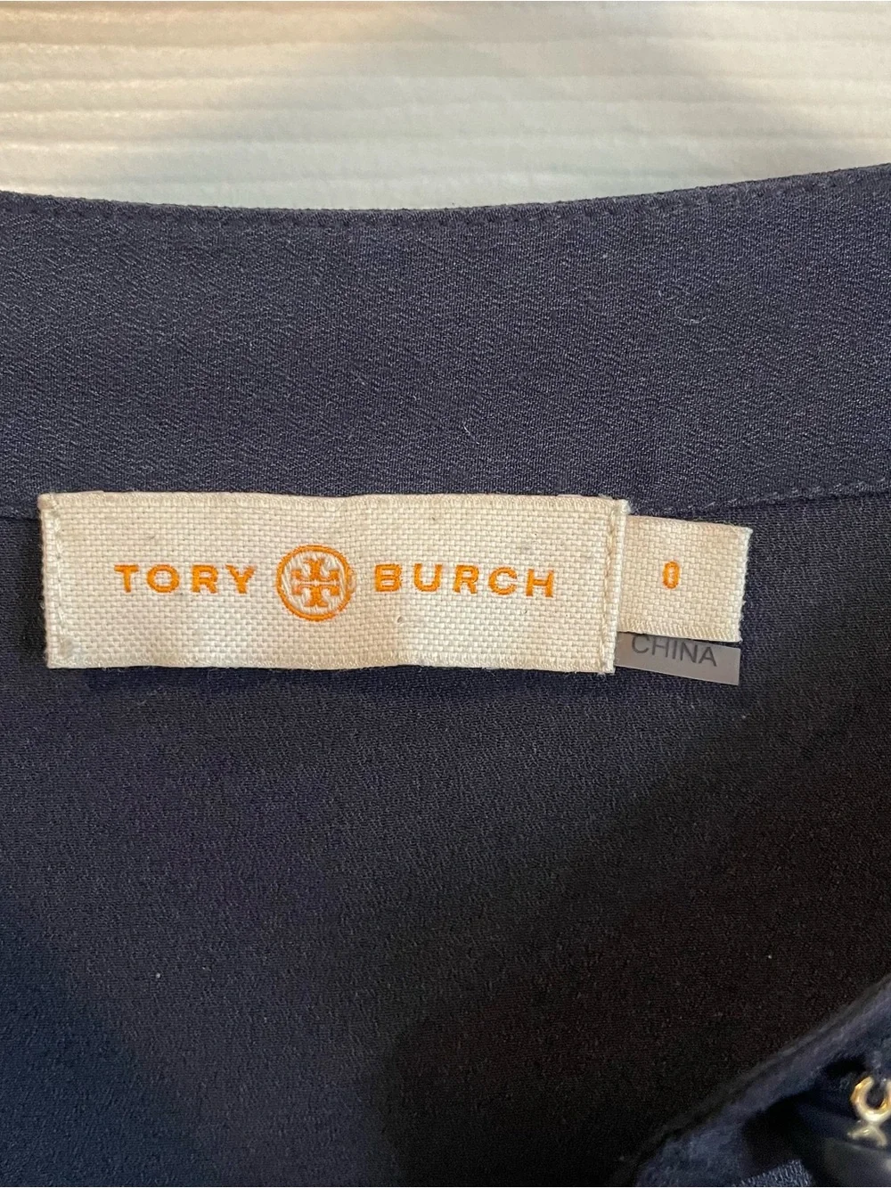 Tory Burch Jane Shirt Dress Size 0 Navy Blue Ruffle Crepe de Chine $425